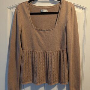 Hollister Scoop Neck Tan Babydoll Sweater